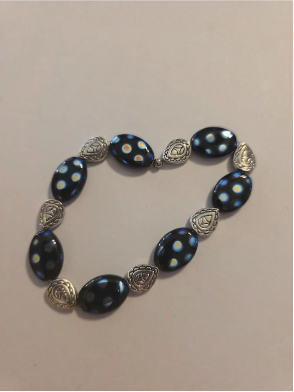 Black Czech Glass Beaded Bracelet